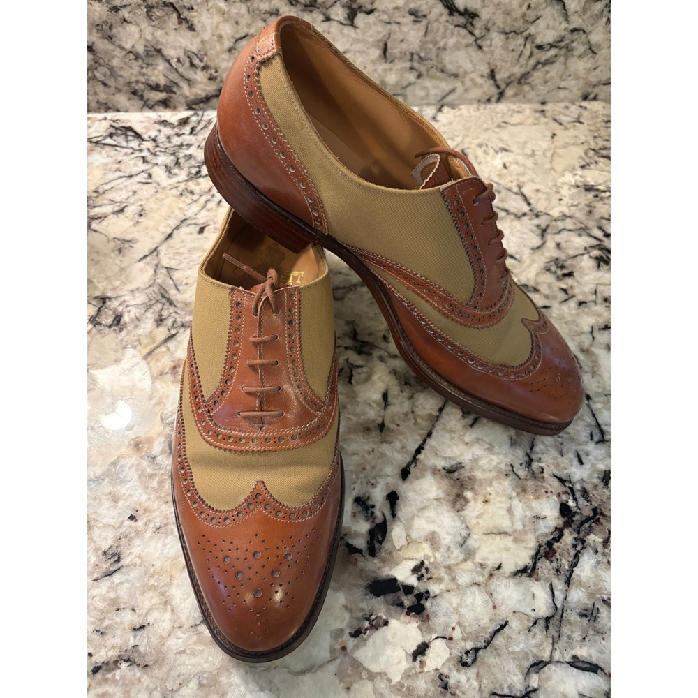 Crockett & Jones Gerrard Spectator Oxfords US 10W Uk 9F Leather Canvas Wingtip